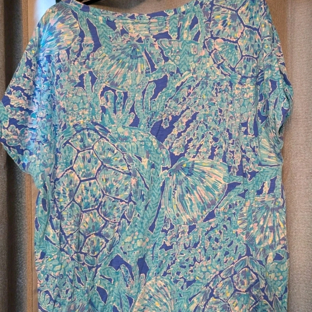 Lilly Pulitzer Blue Short Sleeve Boxy Blouse